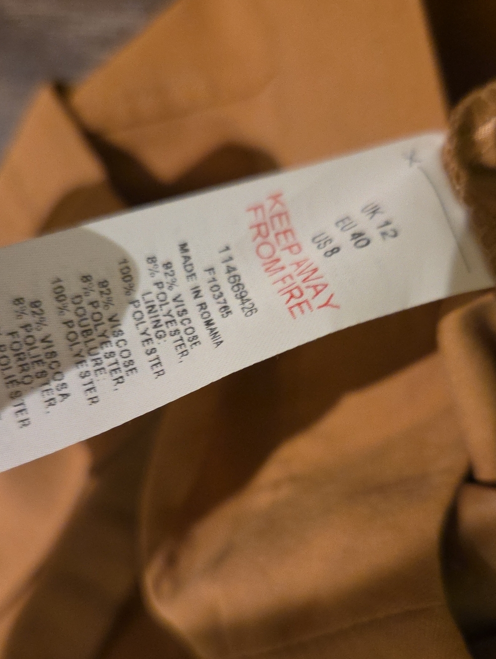 ❤️ TOPSHOP HIGH RISE WIDE LEG PANTS / TROUSERS, CAMEL, 8 (29) - Picture 6 of 8